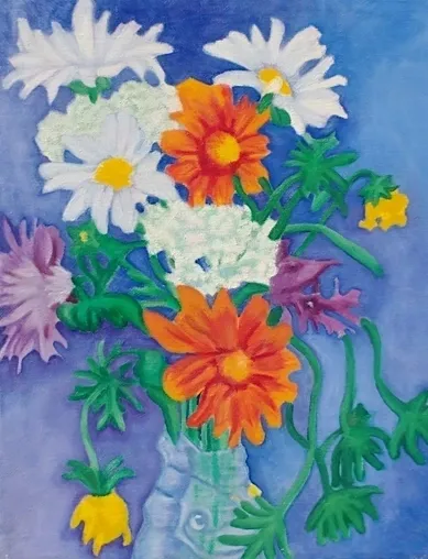 Colorful bouquet of daisies and orange flowers